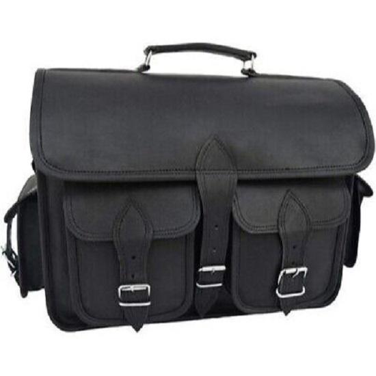 Męska, ręcznie robiona, czarna skórzana torba listonoszka na ramię, teczka na laptopa, podróżna