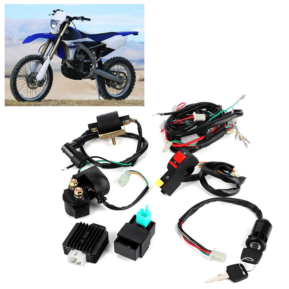 Complete Kick Start Engine Wiring Harness Kit for 110cc Dirt Bike Modified Parts