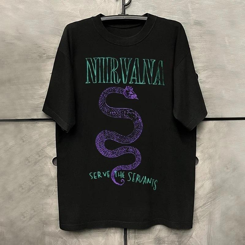 Nirvana Groupe de Rock Album Classique Affiche Impression Graphique T-shirt en Coton Streetwear Hip Hop Mode T-shirt Unisexe Femme Haut Lâche Surdimensionné