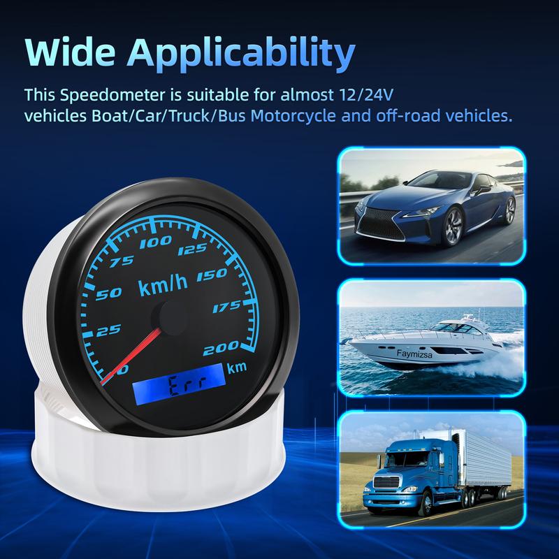 ZMFJH 30KMH-300KMH 85mm Analog Pulse Speedometer Gauge 7 Color Light Speed Meter Pulse Signal Speedometer Car Boat Yacht 12V24V