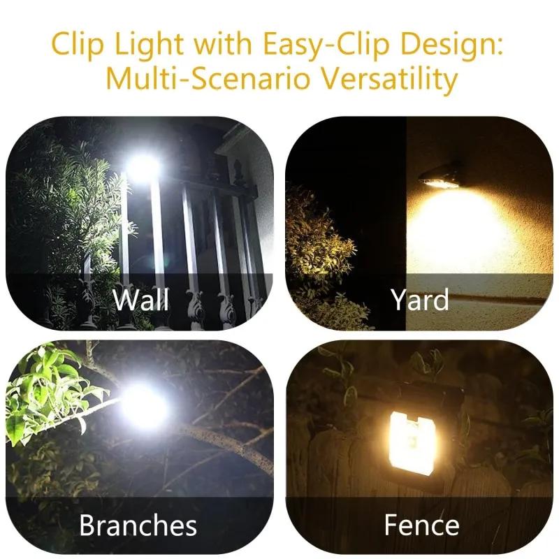 Clip On Solar Lights Outdoor Waterproof LEDs Motion Sensor Lights 3 Modes 3 Mounting Ways Solar Security Lighting for Fence