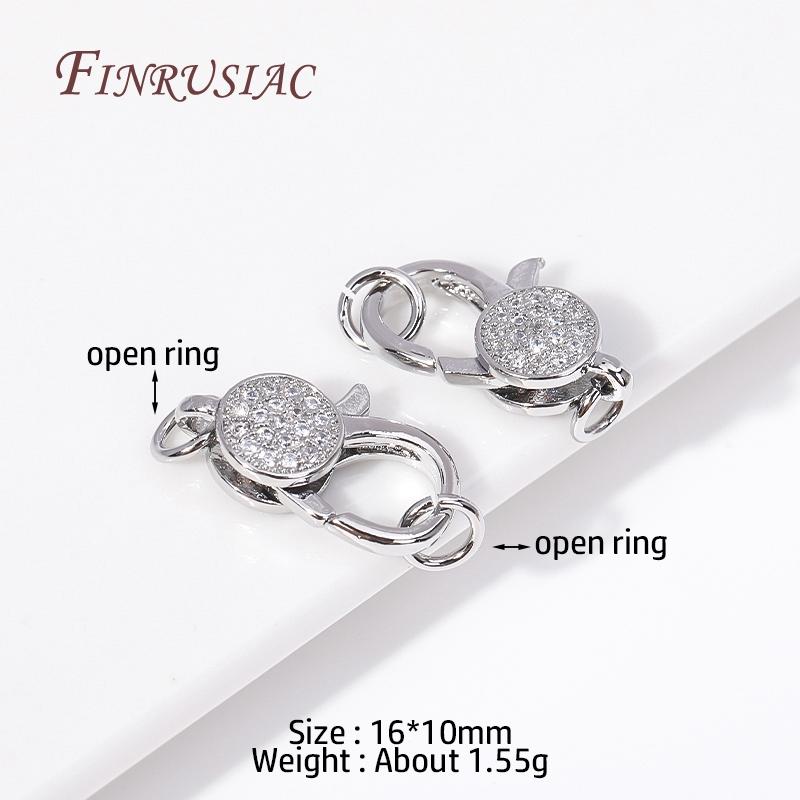 Fermoirs mousqueton en laiton plaqué or 18 carats Cœur/Ronds avec Anneau Ouvert, Fermoirs Incrustés de Zircon pour Bracelets Connecteurs Fermoirs Bijoux DIY