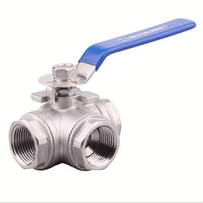3-Way Ball Valve, L Mounting Pad, Stainless Steel 304 Female Type ,Vinyl Locking Handle (1 Inch NPT)