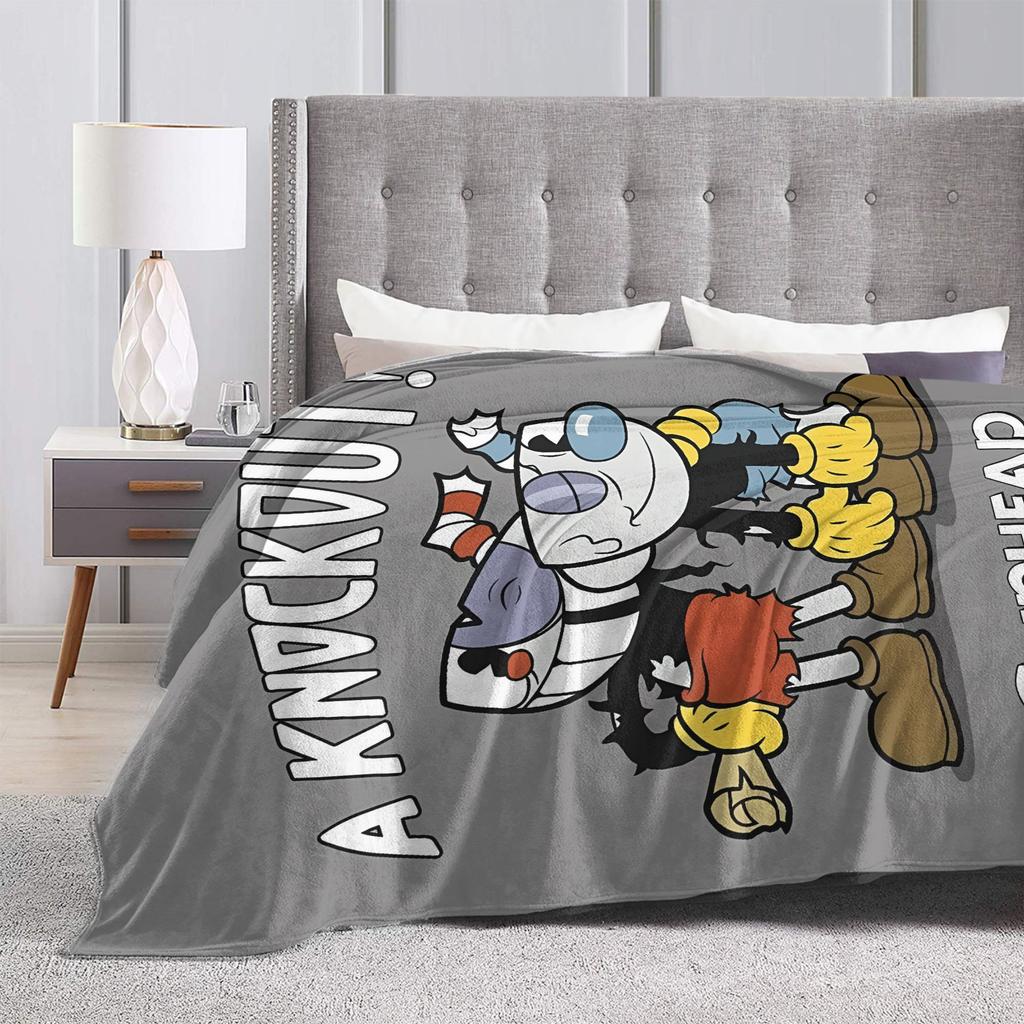 Cupheads & Mugmans Blanket Cartoon Super Soft Fluffy Plush Throw Blanket For Boy Girl Living Room Flannel Bedspread Bed Cover