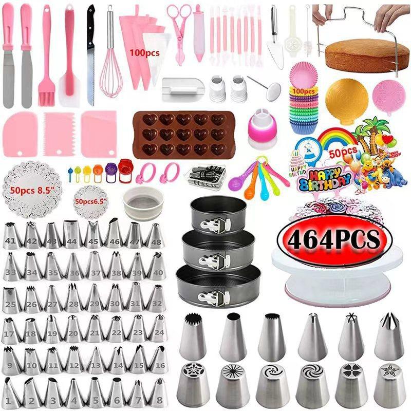 2026 623pcs Cake Turntable Set, Cream Icing Piping Nozzles, Cake Decorating Turntable, Piping Bags, Baking Tools
