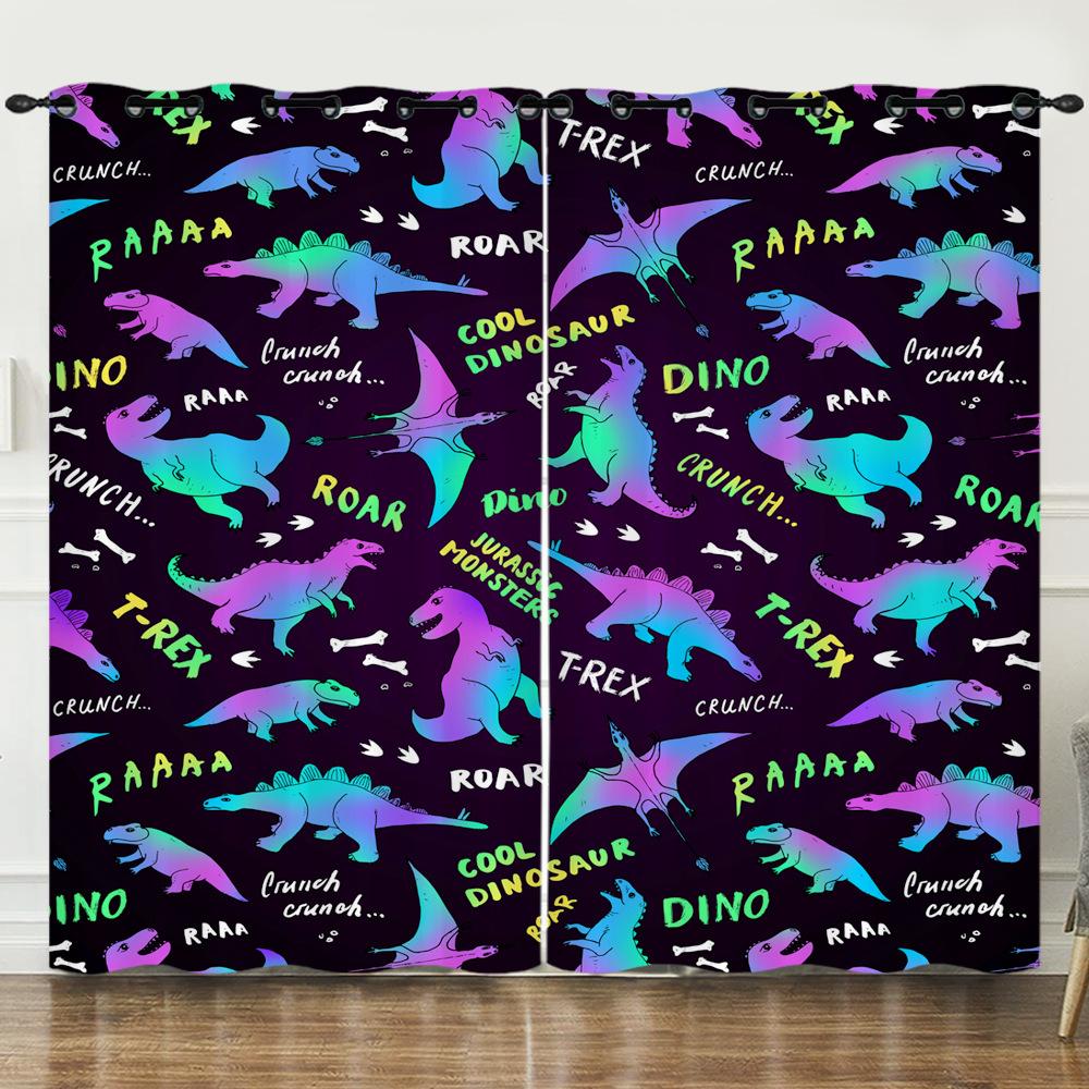 

Штора Мультяшный Динозавр Хамелеон 3D Цифровая Печать Затемняющая Штора На Люверсах 97cm*114cm*2
