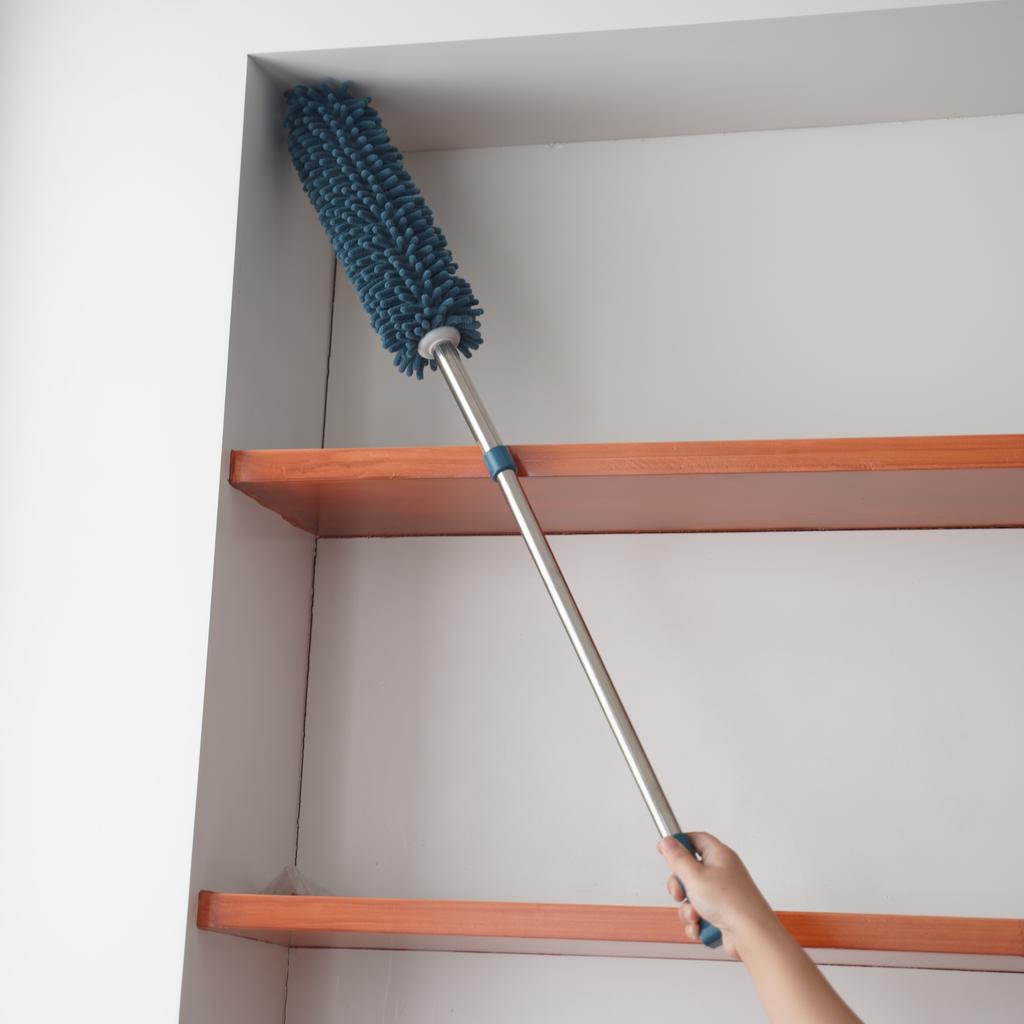 [1 Stück Waschbarer Chenille Staubwedel] Waschbarer Chenille Teleskop Staubwedel | Ausziehbarer Stiel Abnehmbares Reinigungspinsel Werkzeug für Auto, Fenster, Möbel