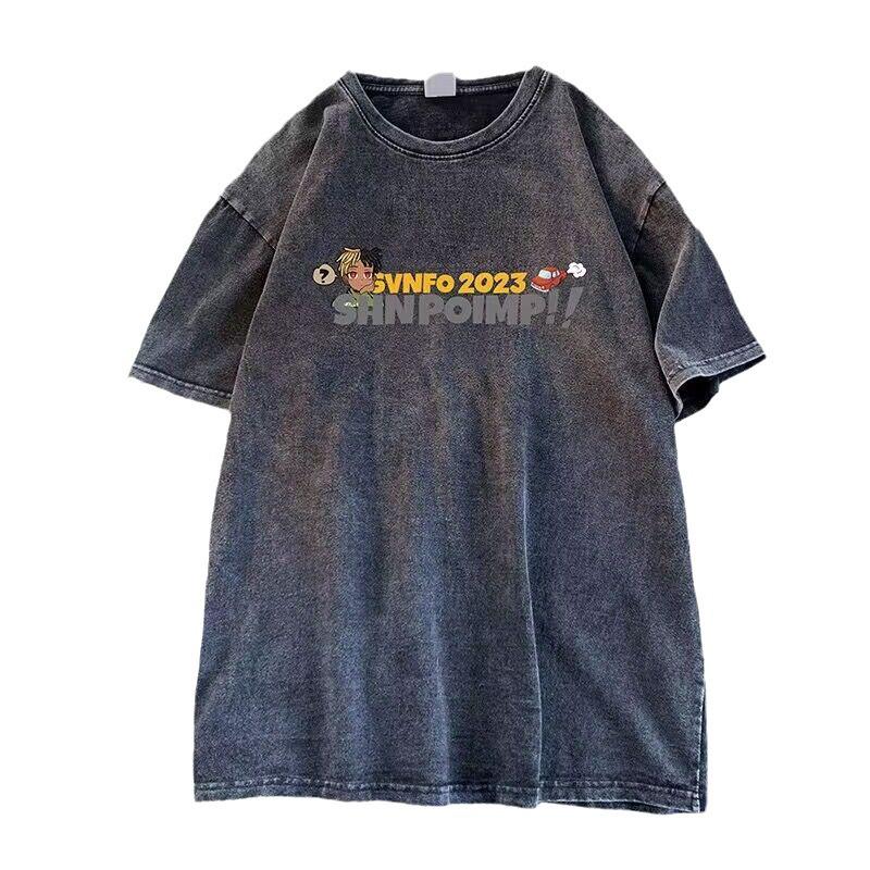 Men's High-End Washed Vintage Cartoon T-Shirt - Summer Short Sleeve Fashion