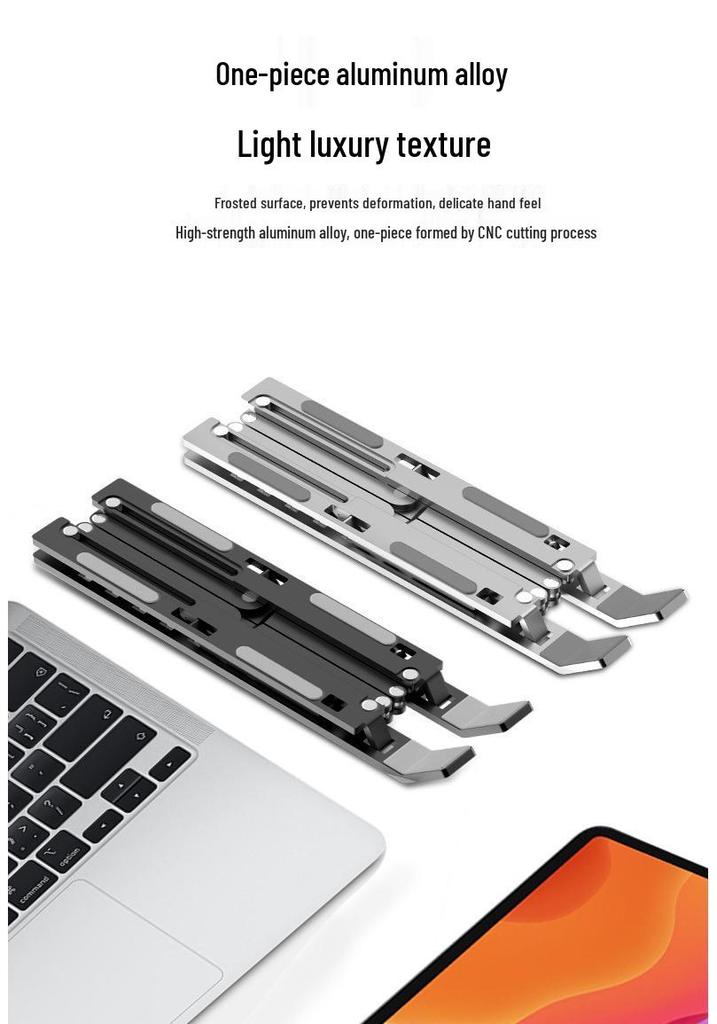 Portable Aluminum Alloy Laptop & Tablet Stand with Adjustable Angles, Enlarged Design, and Heat Dissipation