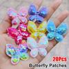 20Pcs Sew On Glitter Sequins Butterfly Patches 40x35mm DIY Padded Applliques Handmade Double Layers Clothes Patches