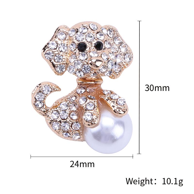 Mode strass broche cristal mignon chien câlin perle boule femmes chapeaux écharpe costume broche vêtements boucles broches pour les femmes