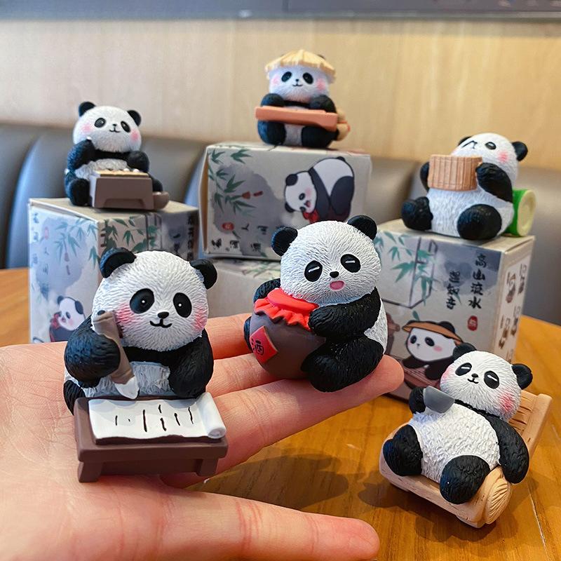 Roztomilá a Vynikající Pryskyřičná Figurka Stolní Dekorace pro Flu Panda Auto Ozdoby do Auta