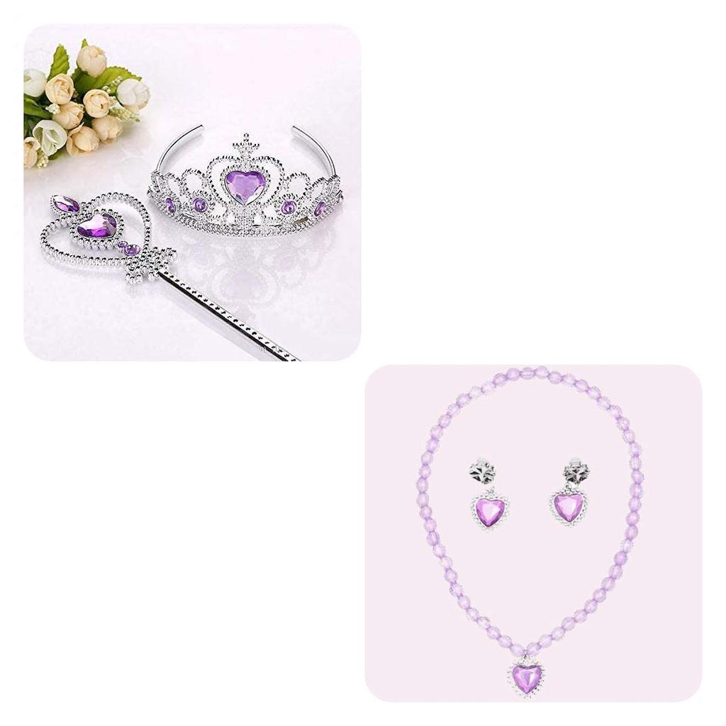 CREDIBLE Princess Cosplay Luxury White Ribbon Heart Magic Original NT5532 Dress, Kids' Costume, 8-Piece Set, (Princess Dress, Cape, Gloves, Tiara,