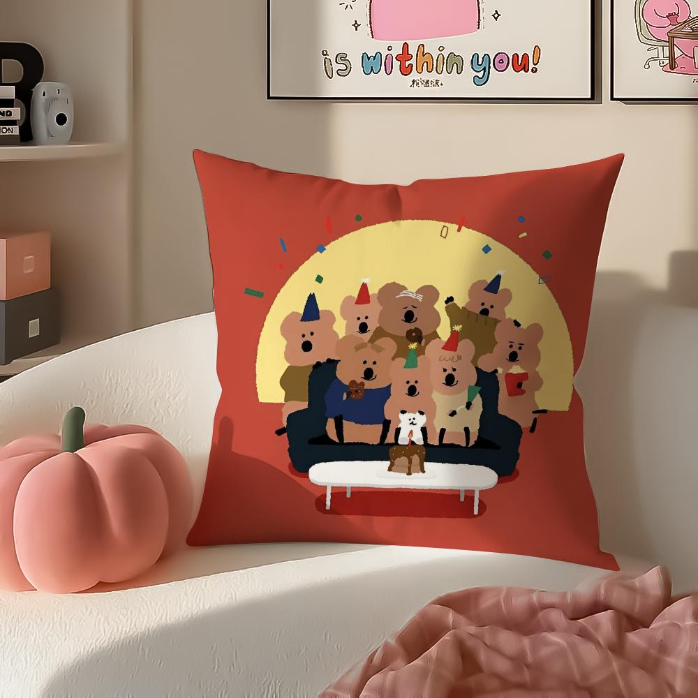 Cute Chubby Korean Cartoon DDinotaeng Cushion Cover Pillowcase Short Plush Invisible zipper Room Sofa Cushion Cover