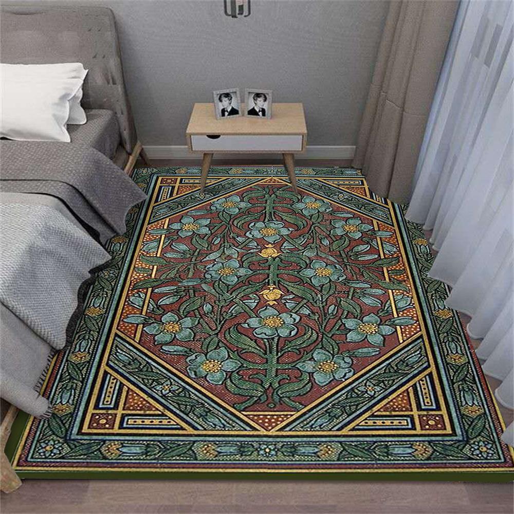 Dark Green Leafy Flowers Carpet for Bedroom Rug Decor Living Room Sofa Decor Rugs Kitchen Coffee Table Floor Mat Hallway Rug