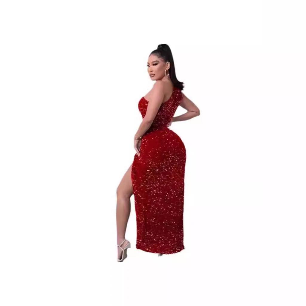 Rochie lungă fără mâneci cu paiete 2024 pentru femei – Stil european și american