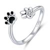925 Silver Cat Pet Adjustable Rings For Women Animal Dog Open Ring Family Daughter Birthday Jewelry Girl Gift