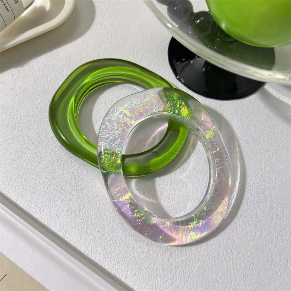 Geometry Transparent Bangle Shining Chunky Bracelets Temperament Women Hand Ring  Daily