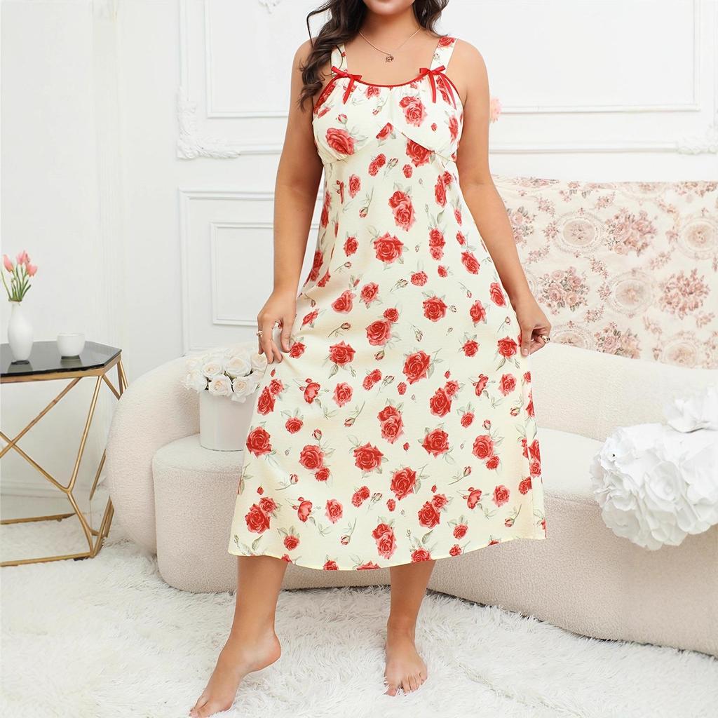 Plus Size Women's Sexy Sling Nightgown - Long, Comfy, Fashionable Homewear