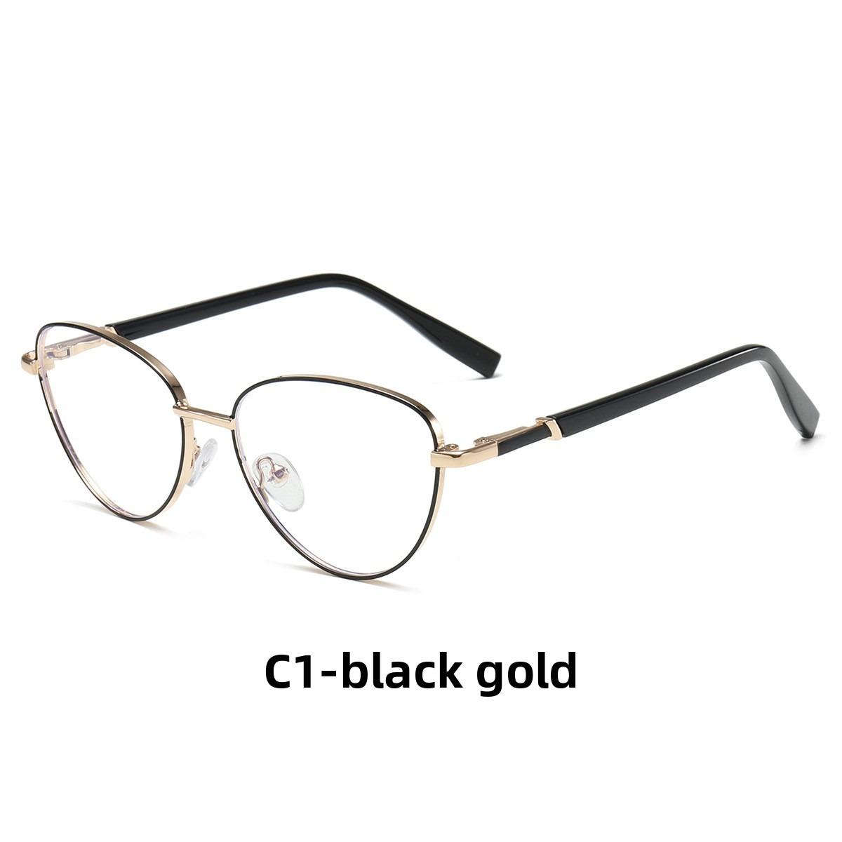 

54-16 New metal fashion women s cat eye full frame anti-blue myopia glasses reading glasses custom degree prescription Anti blue light 0