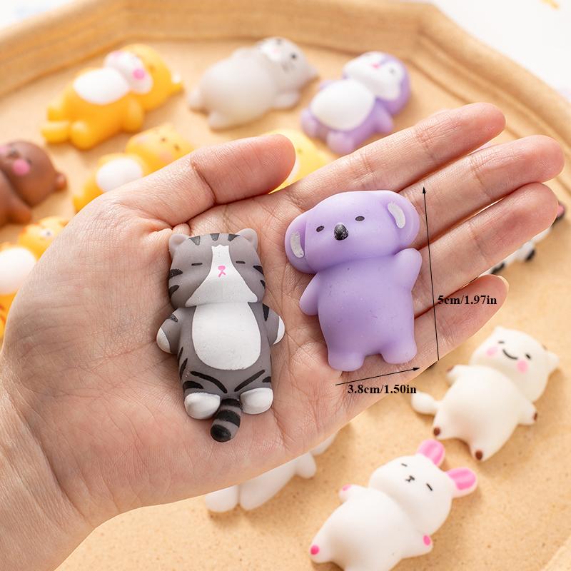 Jucării Mochi Squishy cu Animale Drăguțe Culcate, Bile pentru Ameliorarea Stresului, Jucărie Senzorială Moale și Amuzătoare pentru Strâns, Fidget Toy pentru Adulți și Copii, Cadouri pentru Petreceri