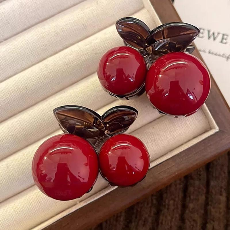Exquisite Red Mini Cherry Hair Claw For Women Girls Sweet Versatile Hair Clip Cute Cartoon Hair Accessories Gifts