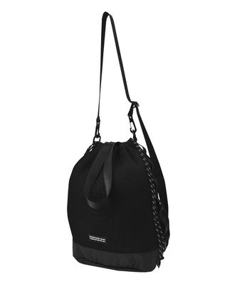 Double Mesh Drawstring Shoulder Bag DRAWSTRING SHOULDER Lightweight Shoulder Bag Tote Bag Bicolor Pocket Stylish Cute Unisex Unisex Black W-MESH