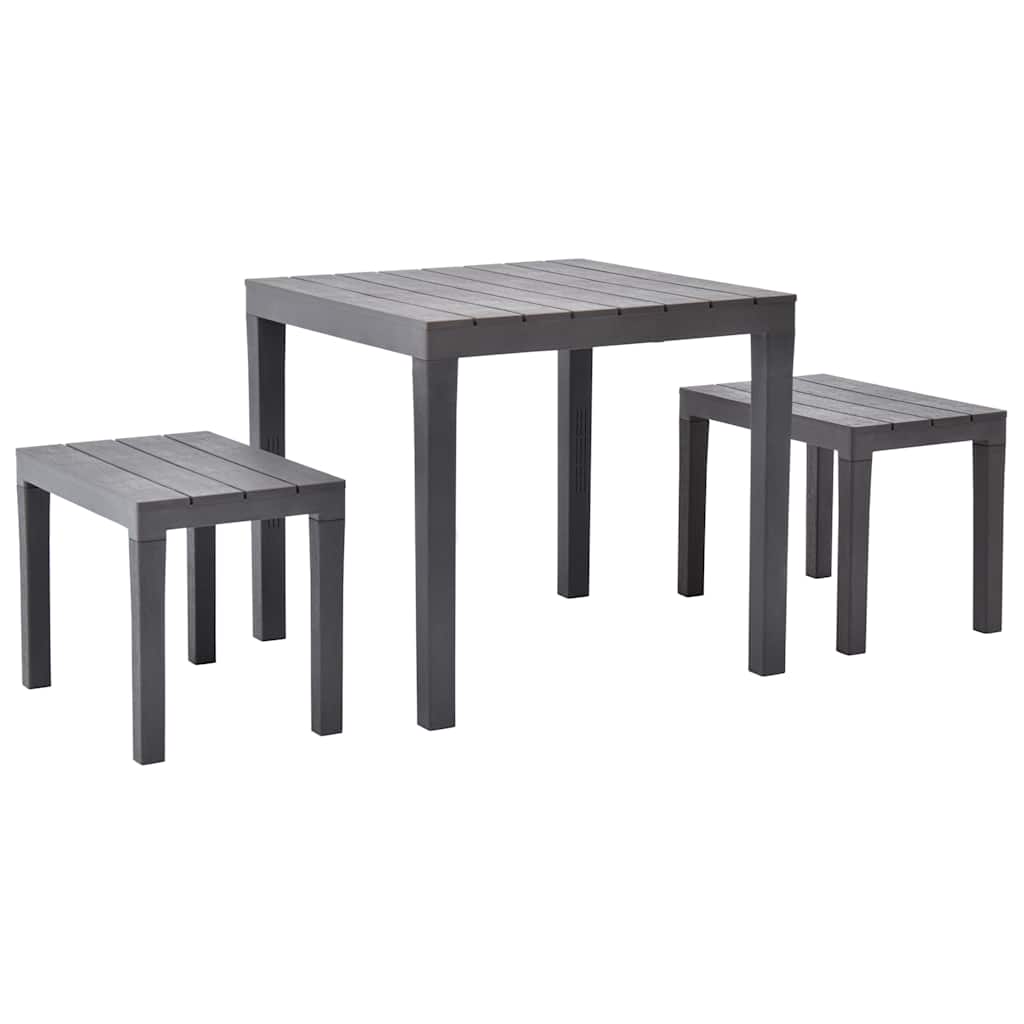 vidaXL Gartentisch mit 2 Bänken Kunststoff Braun