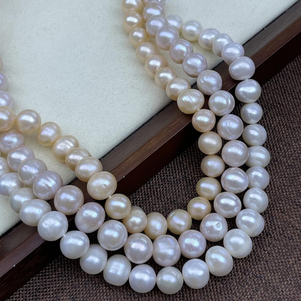 1String, White Natural Freshwater Pearls, Handmade Near Round Pearl Beads for Jewelry Making DIY Crafts (Beads 10-11mm, Length 36cm)