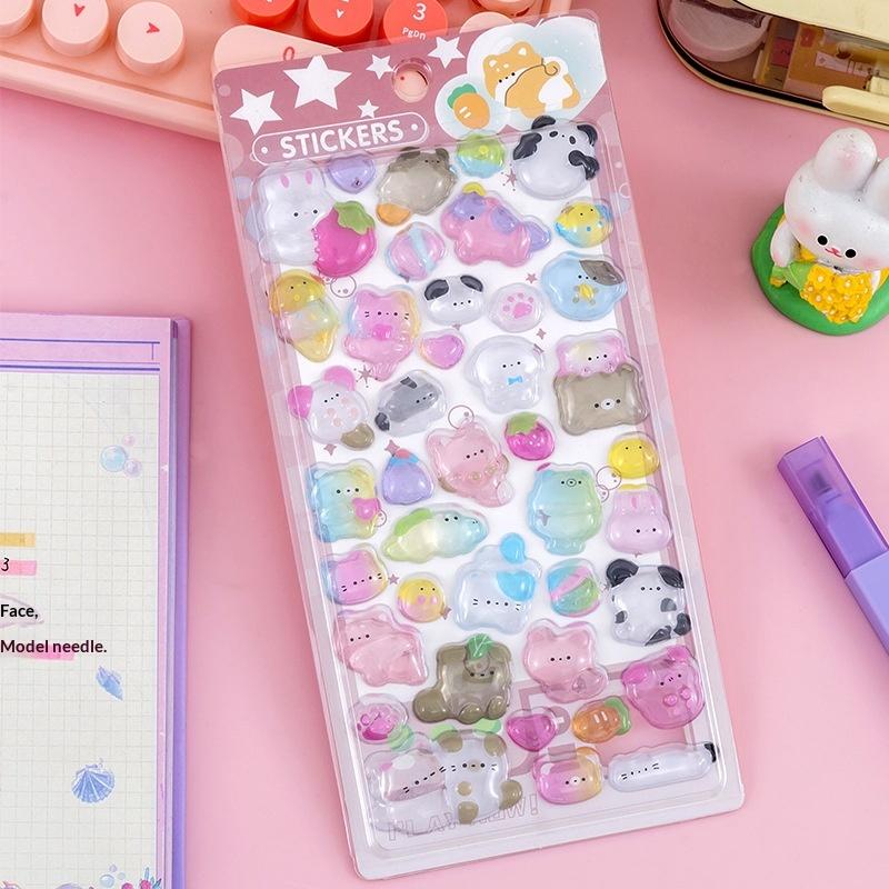 Fun Fashion 3D Relief Stickers Creative Cartoon Animals Cute Aesthetic Stickers Diy Phone Case Journal Decoration Stickers