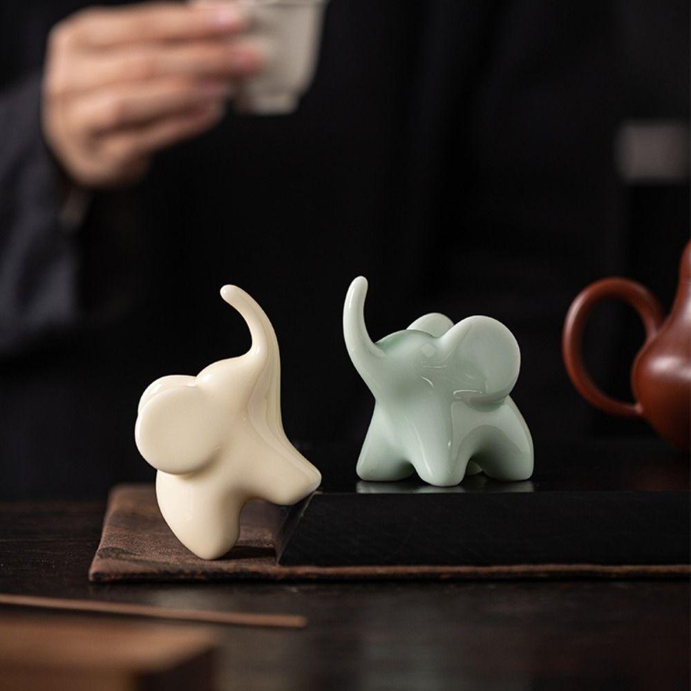 Luxury Style Elephant Ceramics Crafts Model Ornaments Animal Feng Shui Decor  Office Accessories