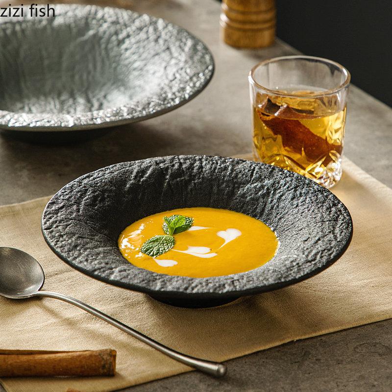 Ceramic Straw Hat Dinner Plate Fruit Plate Salad Bowl Soup Bowls Dessert Bowl Noodle Bowls Pasta Dish Western Food Plates Tray