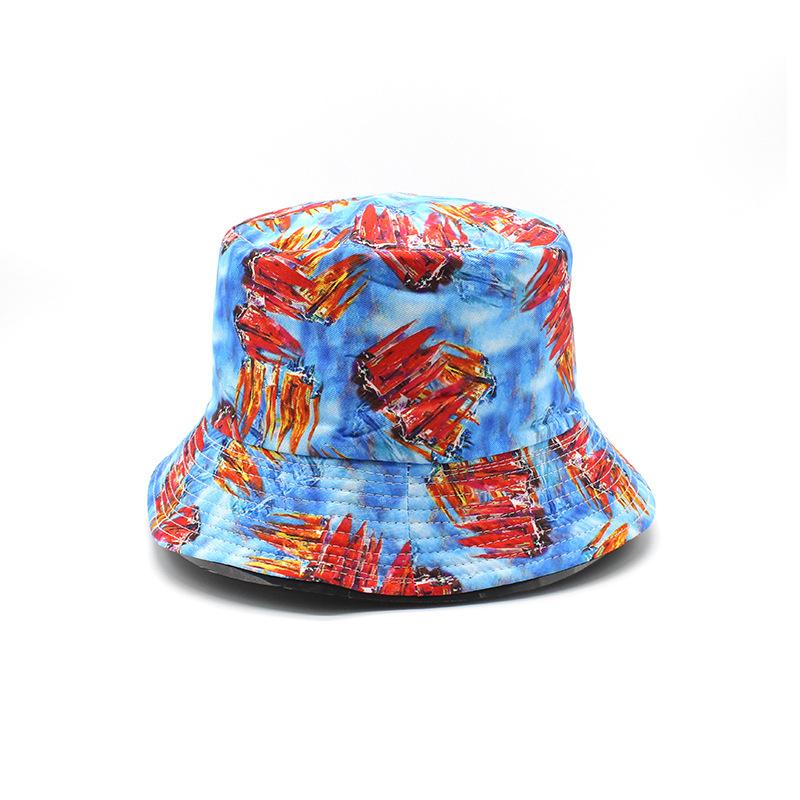 Double Sided Bucket Hat Cashew Flower Painted Tie Dye Men'S And Women'S Travel Leisure Basin Hat Outdoor Folding Hat