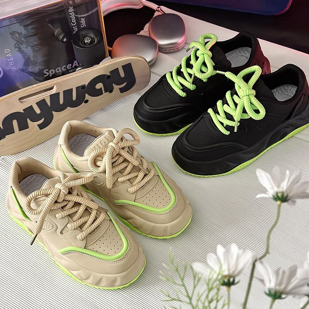 Chunky Sneaker Men Designer Board Shoe Fashion Casual Microfiber Leather Breathable Height Increased Flat Platform Running Shoes