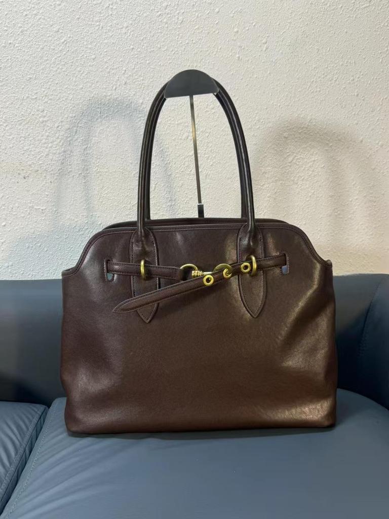 Vintage Genuine Leather Cowhide Tote - Large Capacity Handbag for Women
