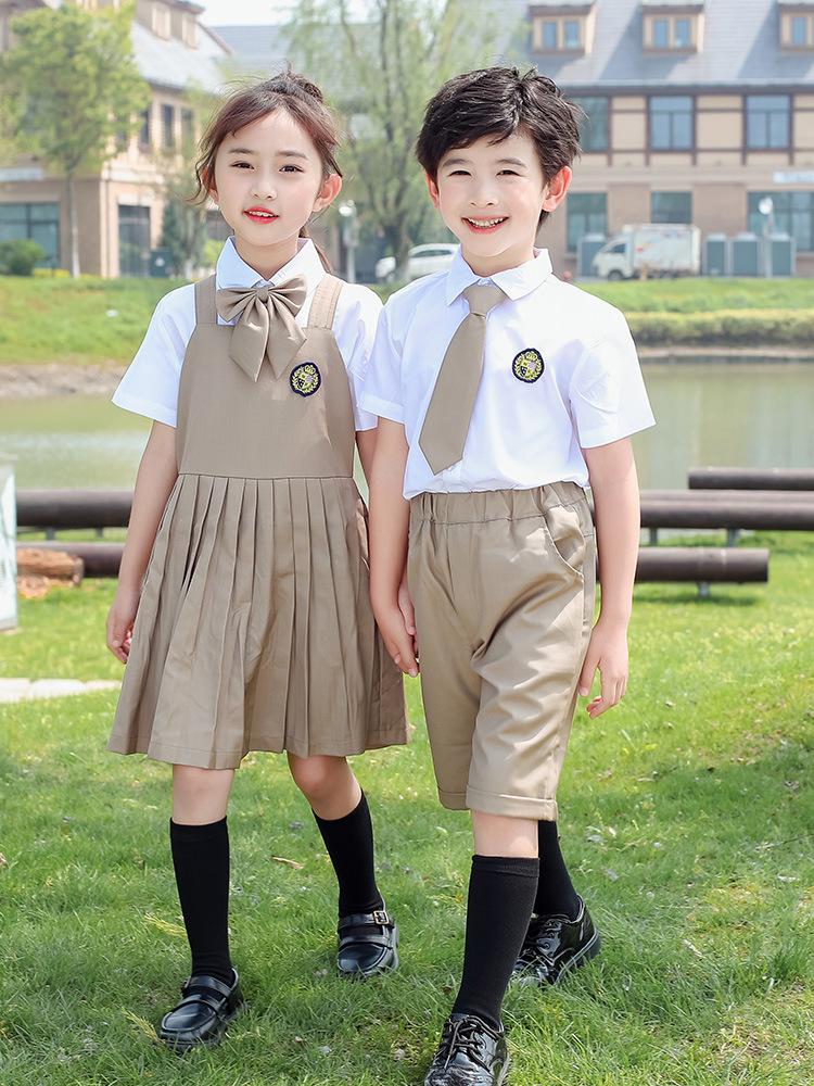 Children s British Style Summer School Uniform Set - Short-Sleeved Academy & Kindergarten Outfit 110 cm