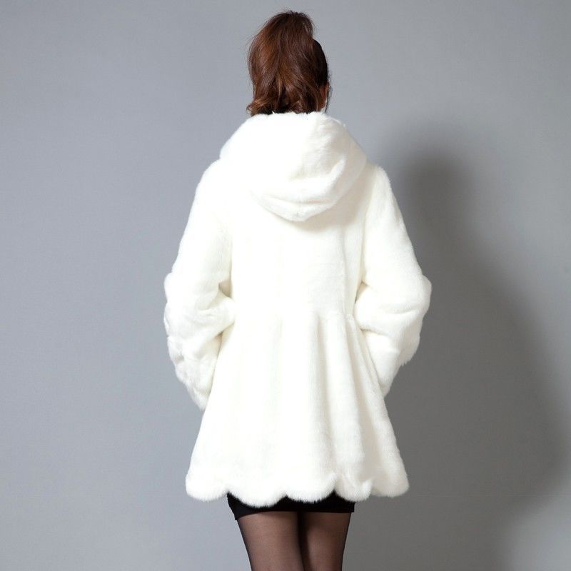 New Women's Imitation Mink Coat Slim Fit and Warm Hooded Imitation Fur Coat Women's Long