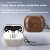 Luxury Leather Earphone Case for Samsung Galaxy Buds 3 Pro Buds3 Buzz 3 Cover with Keychain Selected Skin-Crazy Hourse Pattern