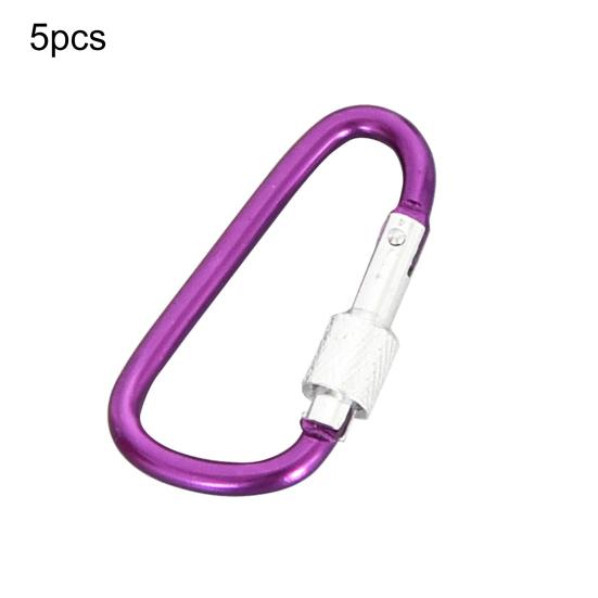 

5Pcs Carabiner Clip D Shape Bottle Buckle High Strength Gate Spring Link Carabiner Clip Hook фіолетовий