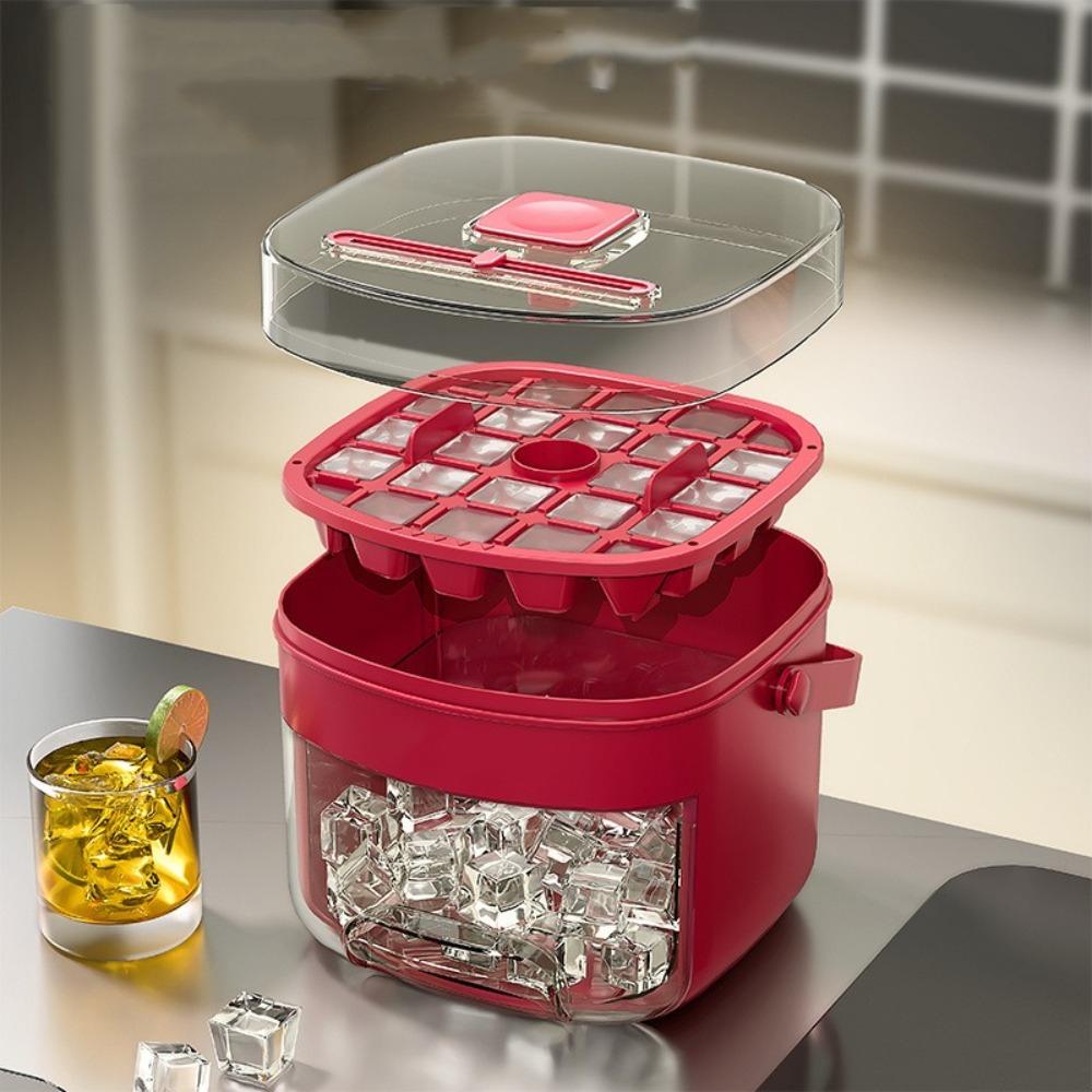 Square Ice Cube Machine Easy-press Lid Ice Cube Tray DIY Ice Cube Mold  Coffee