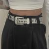 Cinturones Góticos de Pedrería Personalizados Para Mujer Chica Moda Cinturones de Cuero PU Vaquero Occidental Y2K Retro Decoración Falda Vaquera Cinturón