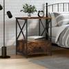 Bedside Table - Maison Exclusive - Smoked Oak - Engineered Wood and Iron Frame - 50x41x65 Cm