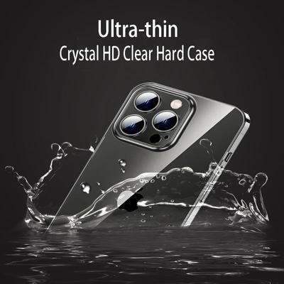iPhone 15 14 13 12 11 Pro Max 14 Plus İçin Lüks Ultra İnce Şeffaf Sert PC Kılıf Kristal Berraklığında İnce Darbeye Dayanıklı Tampon Kılıf