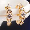 Luxury Women Gold Plated Heart Multi Rhinestones Clip Earrings Ear Jewelry