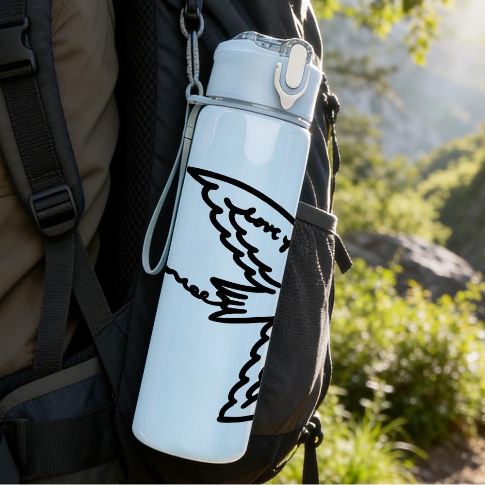 1PC Swallow Bird Love Heart Art 750ml Color Plastic Sports Water Bottle Leakproof Flip Straw Lid Suitable for Sports Office Home Use