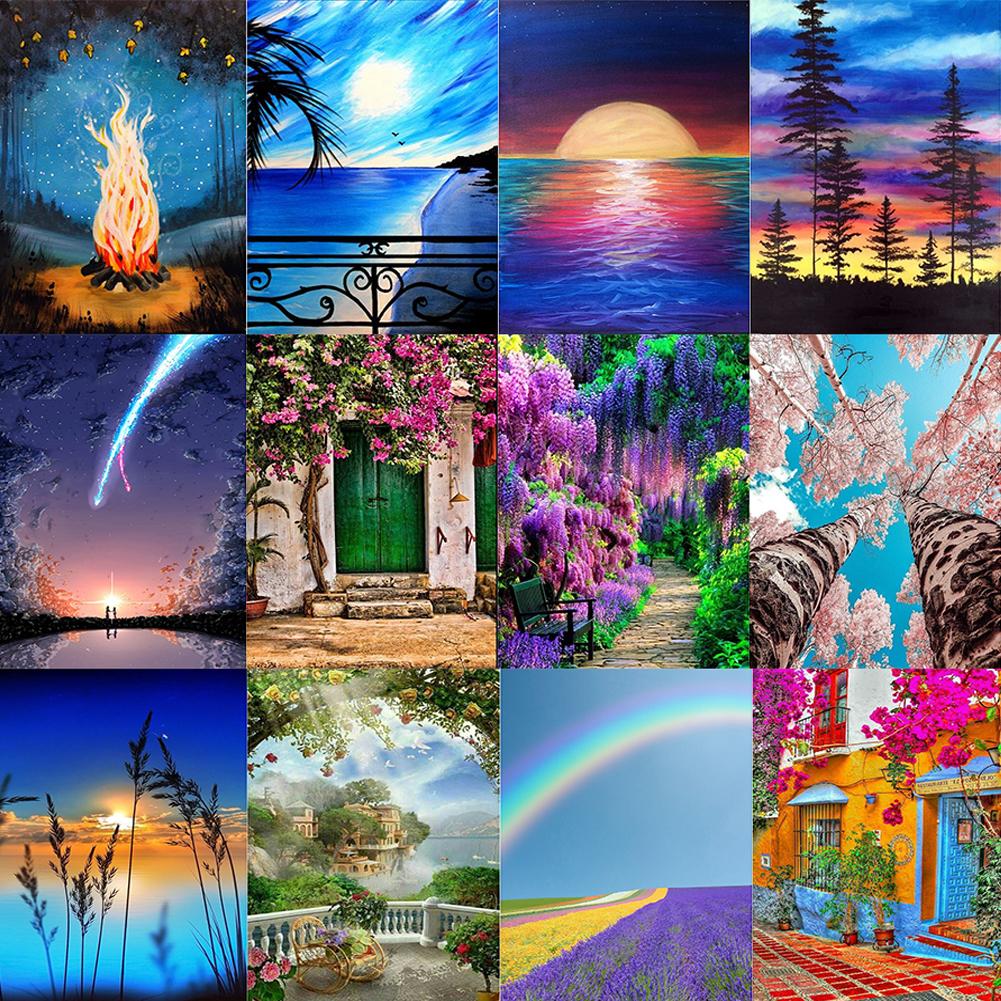 5D DIY Full Drill Round Diamond Painting Scenery Cross Stitch Mosaic Craft Kits 5D DIY Full Drill Round Diamond Painting Scenery Cross Stitch Mosaic Craft Kits