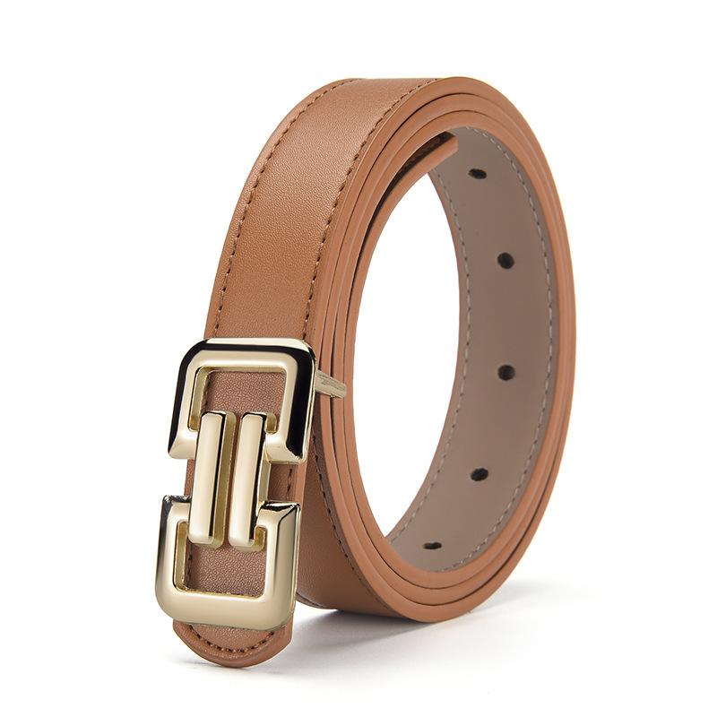 Women's Multicolor Leather Belt with Alloy Buckle - Versatile Thin Waist Belt