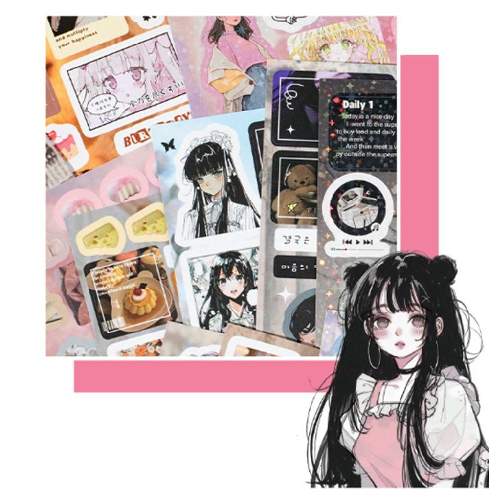 45Sheets Coated Paper Stationery stickers Y2K Style Retro Decorative Stickers School Supplies