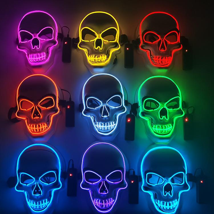 Black Ghost LED Sound-Control Mask - Luminous V Shape Halloween Prop