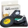 Coasters for Drinks with Gift Box - Set of 6 Colorful Retro Vinyl Record Disk Coasters with Funny Labels-Prevent Furniture from Dirty and